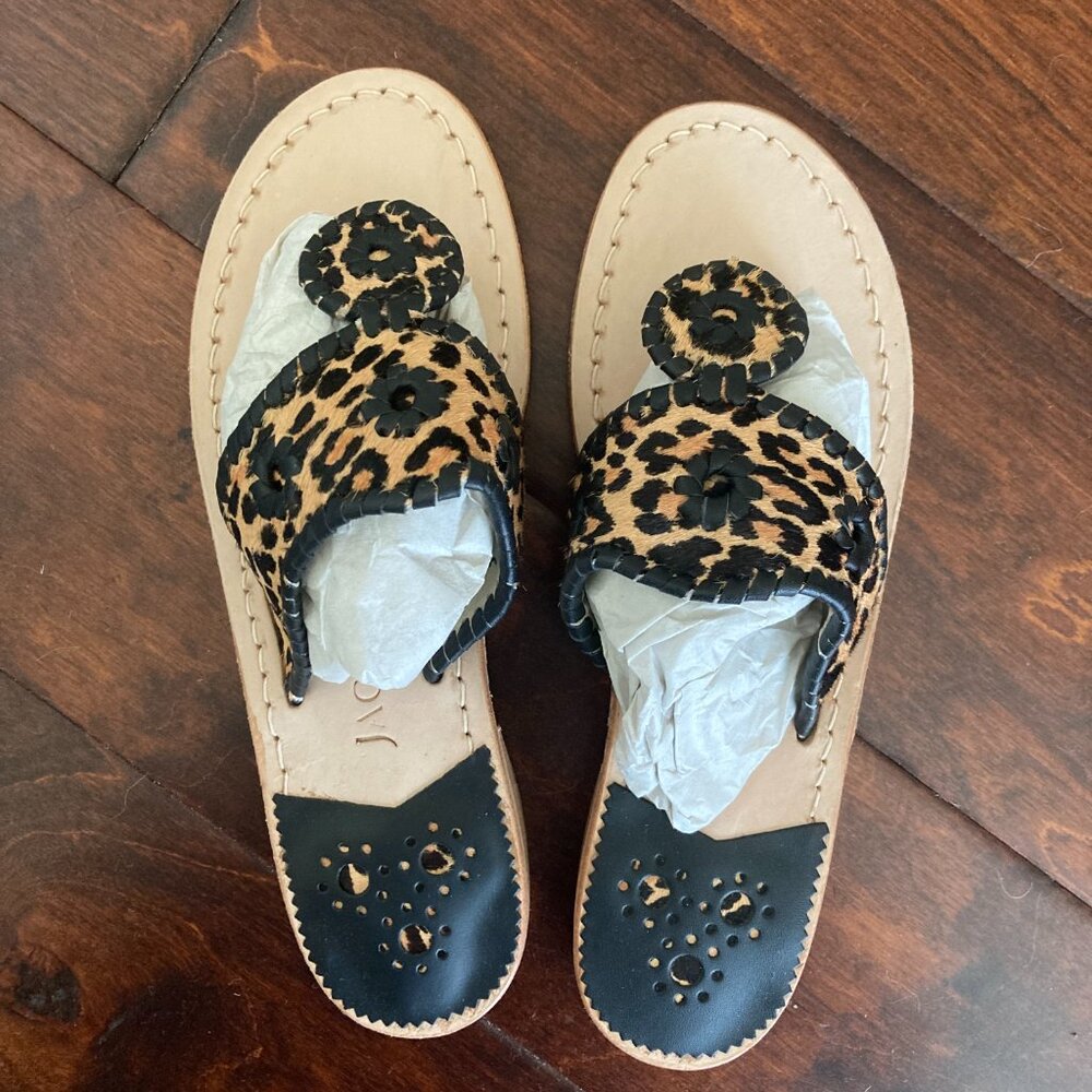 BRAND NEW Jack Rogers Jacks haircalf flat sandals IN BOX
